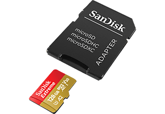 SANDISK 183535 microSDXC Extreme 128GB (A2/V30/U3/UHS-I/C10/W90/R160)+Ad. Act.Cam&Drones