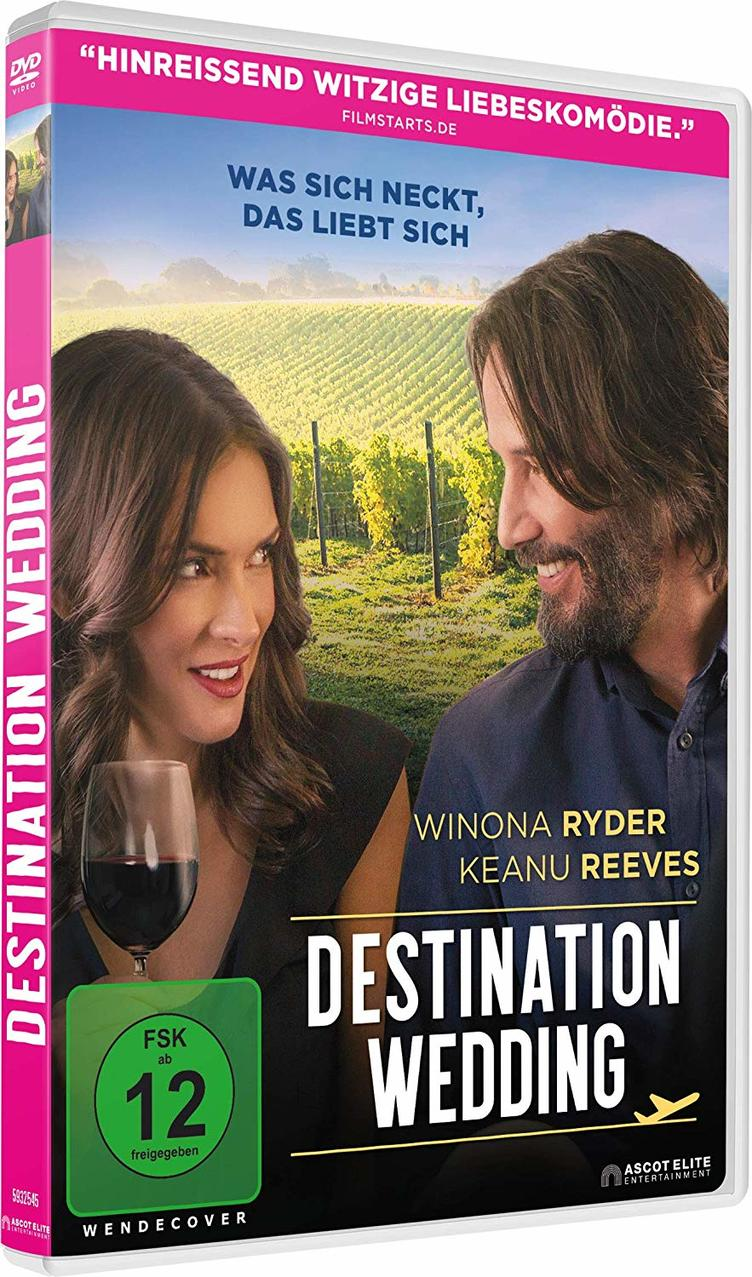 DVD-Cover einer romantischen Komödie, Destination Wedding.