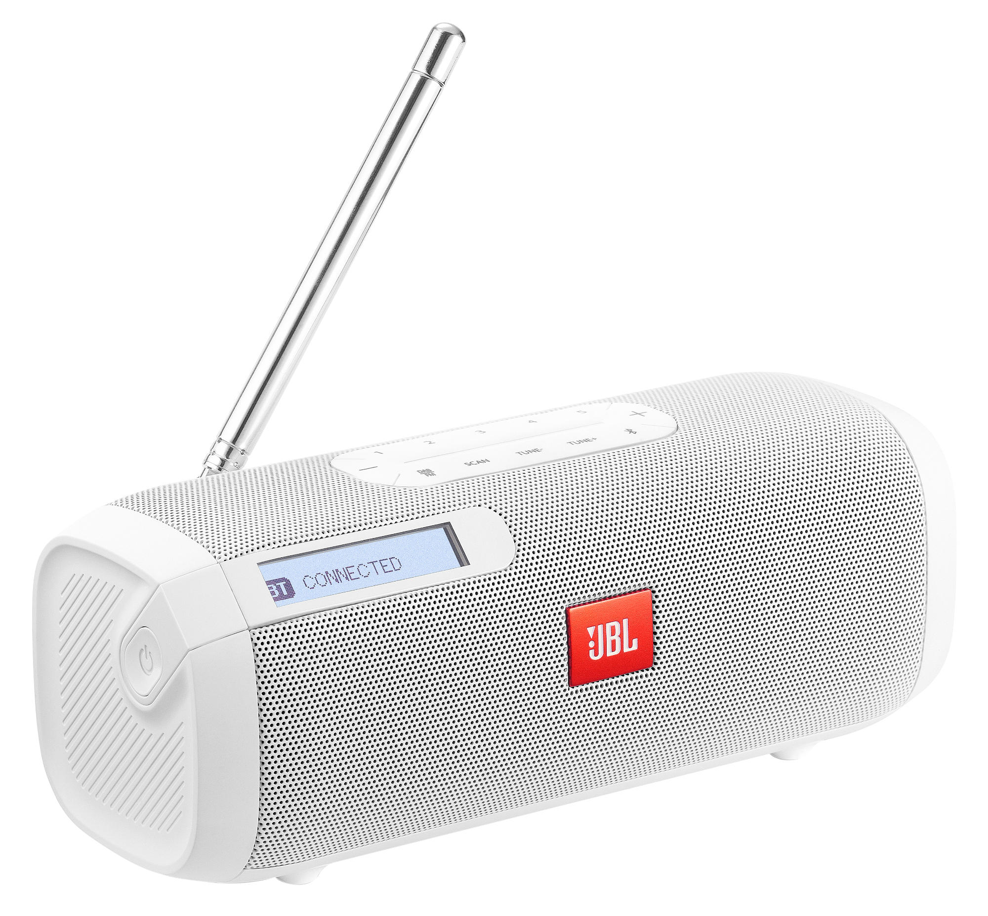 Altavoz portátil - JBL Tuner, Bluetooth, Radio FM, 5 W, Pantalla LCD, Blanco