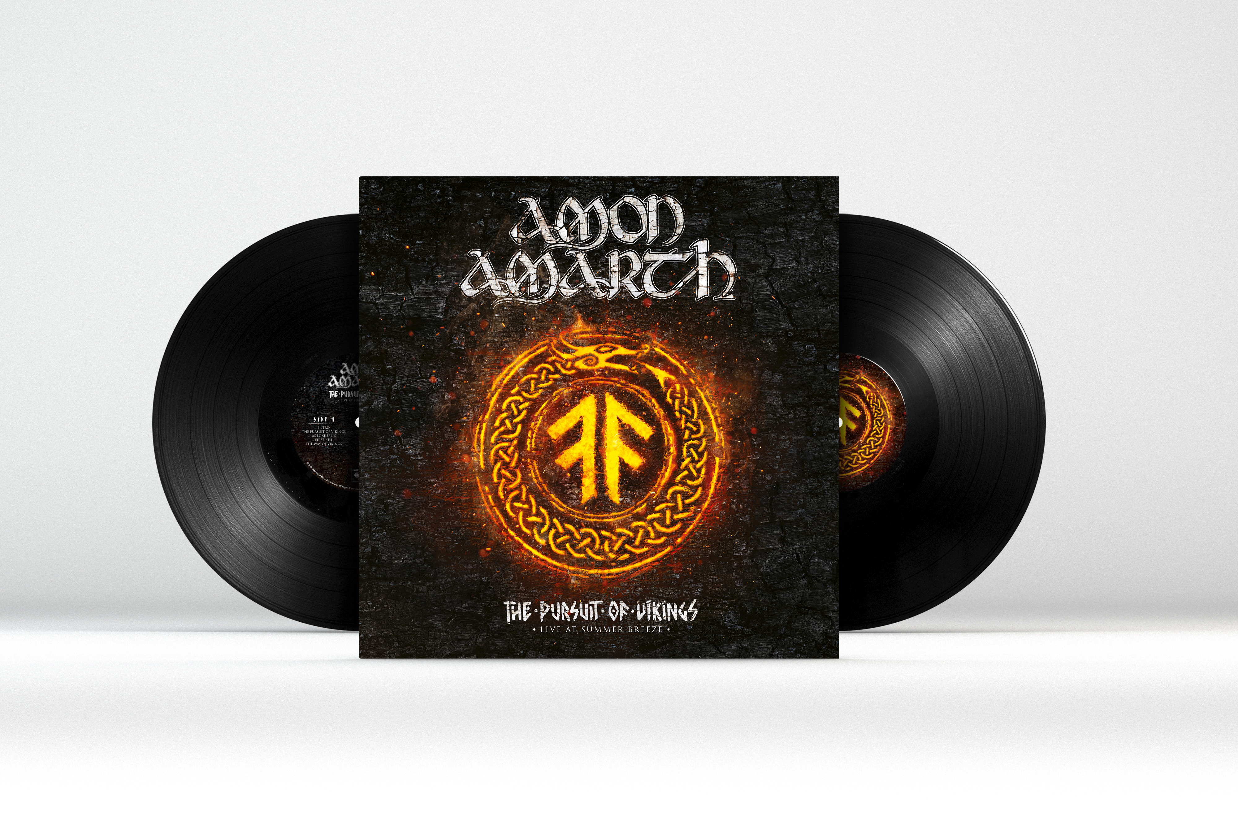 Vinyl-Schallplattenalbum mit Albumcover und zwei schwarzen Platten.