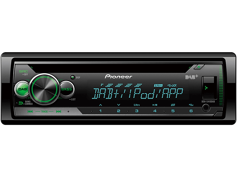 Pioneer Autoradio DEH-S410DAB 1-DIN CD-Tuner mit DAB/DAB+ Digital Radio, USB und Spotify.