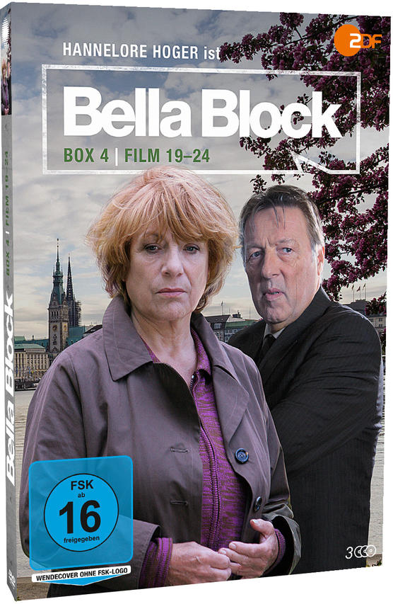 DVD-Cover für Bella Block Box 4. Es zeigt zwei Personen mit einer Stadtlandschaft im Hintergrund.