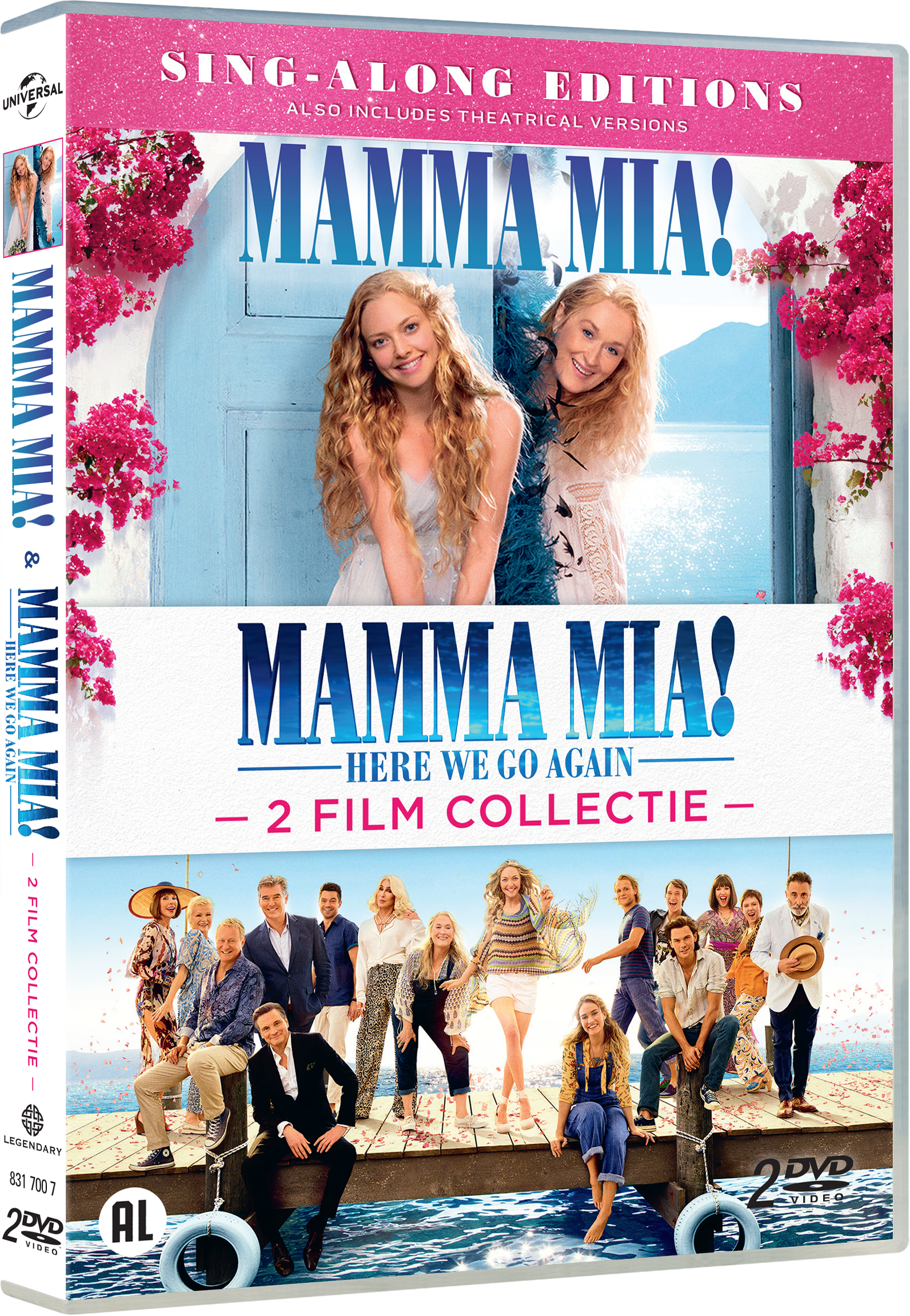 Couverture du DVD Mamma Mia avec acteurs et titres.