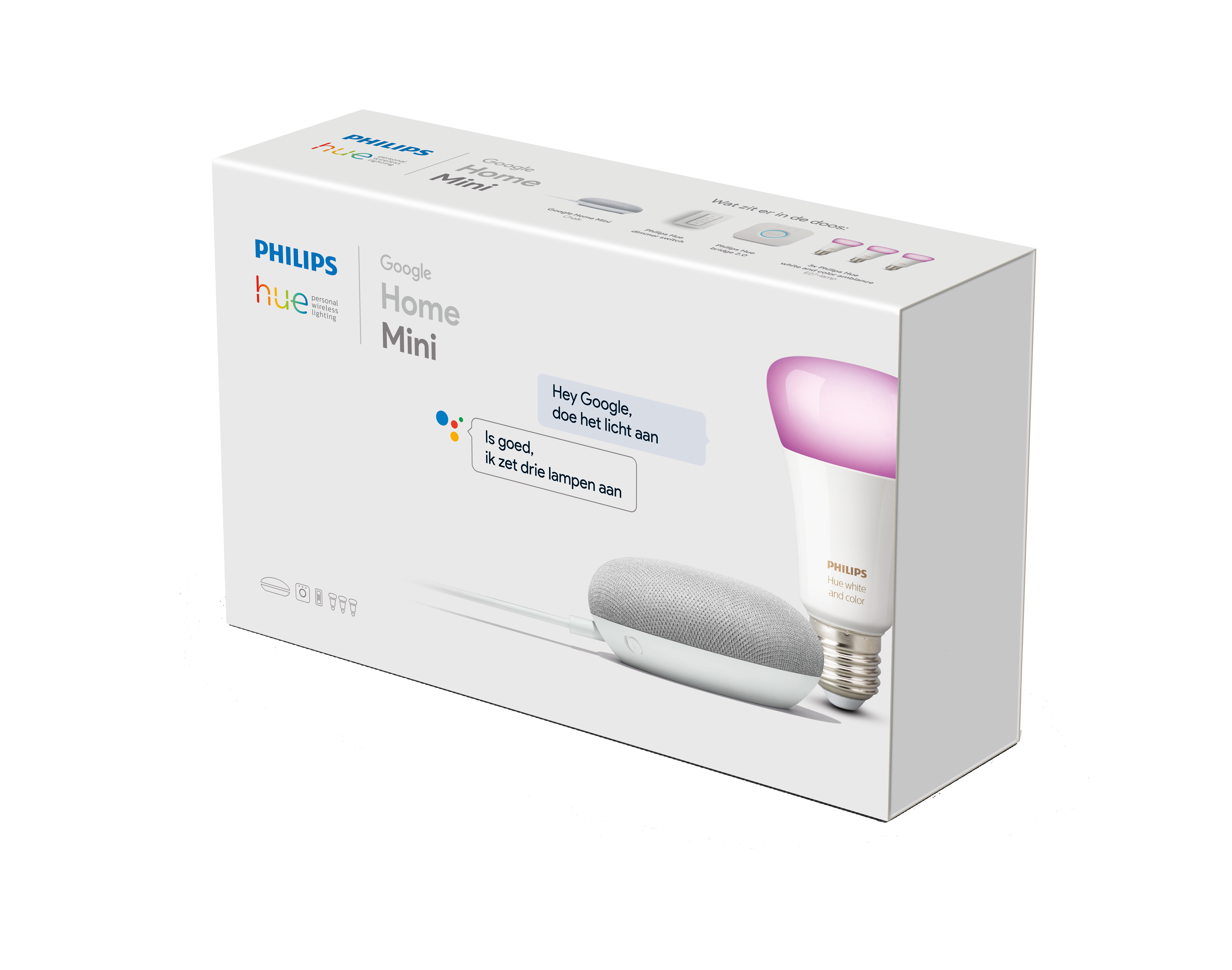 GOOGLE NEST Bundel Google Home Mini + Philips Hue E27 Starterkit