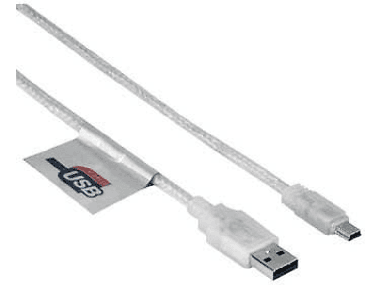 Cable USB - Hama 041533, 2.0 A-MINI B, 1.8 metros, Gris