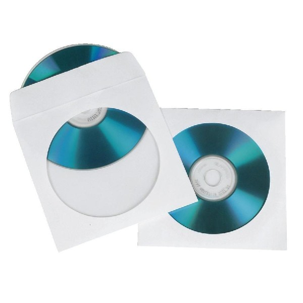 Fundas para CD, DVD y Blu-Ray - Hama CD 00051173, Papel Blanco, 50 piezas, 1 disco
