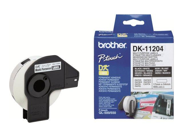 Brother DK-11204 - Etiquetas para usos múltiples - 17 x 54 mm - 400 etiqueta(s) (1 bobina(s) x