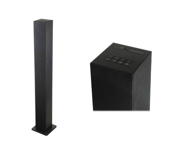 Torre de sonido - Sunstech STBT130, 20W RMS, Bluetooth, FM, USB, Negro