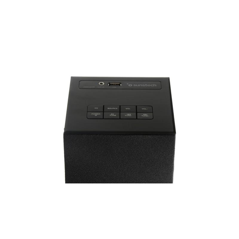 Torre de sonido - Sunstech STBT130, 20W RMS, Bluetooth, FM, USB, Negro