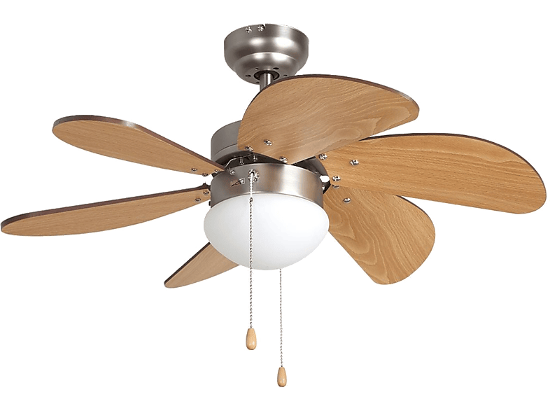 Ventilador de techo - Orbegozo CP 15075 N, 50 W, 3 velocidades, 6 aspas de madera, Opción lámpara