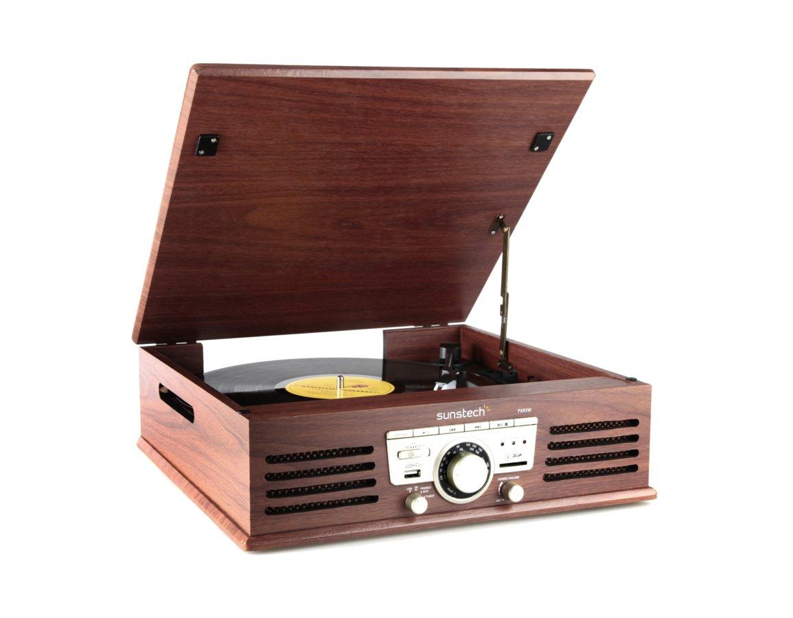 Tocadiscos - Sunstech PXR-3WD madera, USB, SD