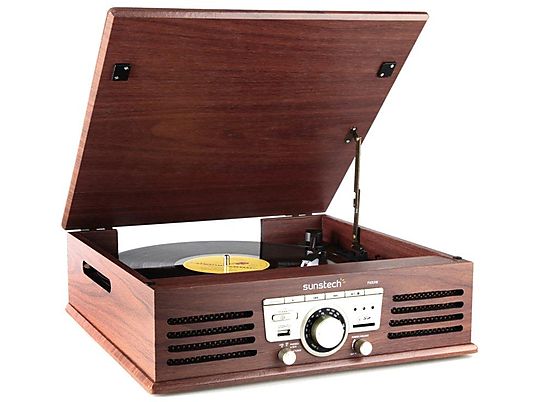 Tocadiscos - Sunstech PXR-3WD madera, USB, SD