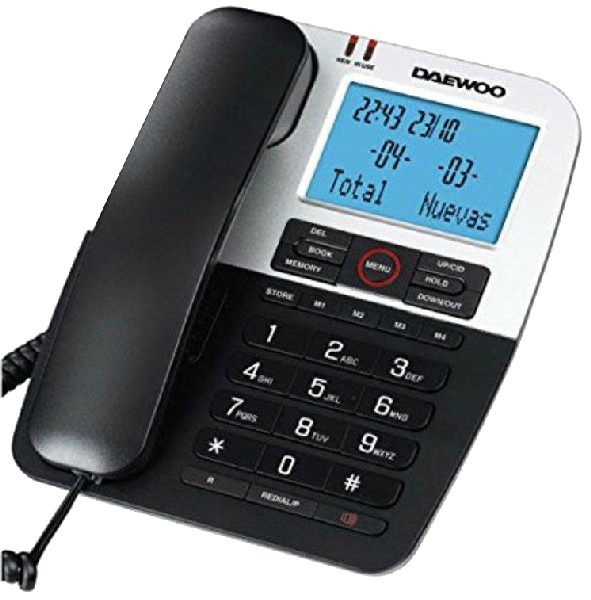 Fijo Daewoo Dtc410 led en espera telefono 410 manos libres pantalla retroiluminada agenda negro con gran de usar llamadas y color bipieza plata