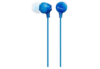 Auriculares de botón - Sony MDR-15APLI, Con micrófono, Botón, Tapones de Silicona, Iman de Neodimio, Azul