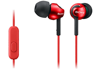 Auriculares de botón - Sony MDR-EX110APR, Micrófono, 103 dB, Rojo
