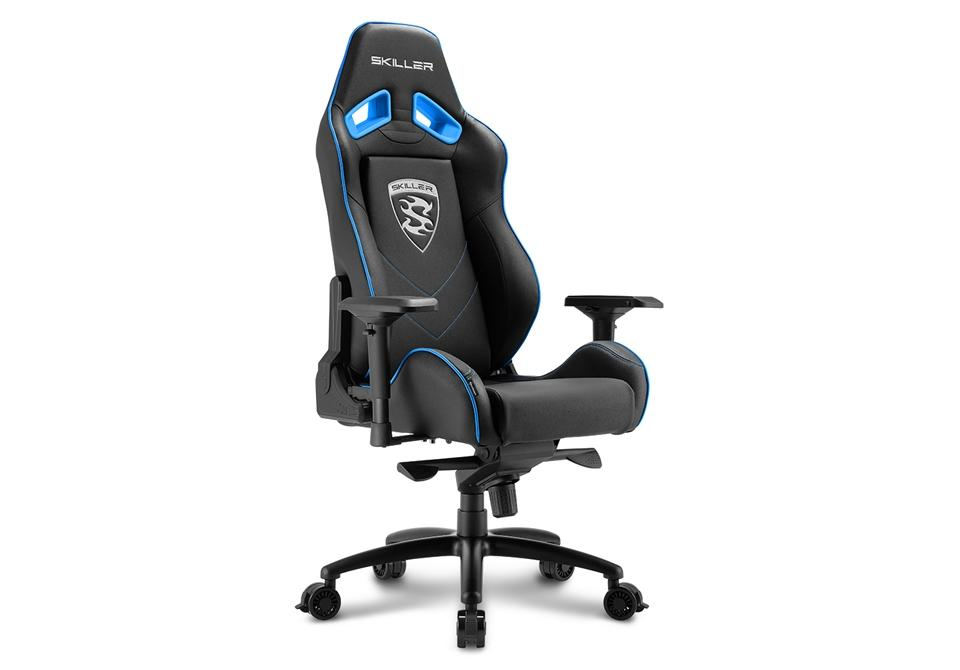 Silla gaming - Sharkoon Skiller SGS3, Ergonómica, Azul y negro
