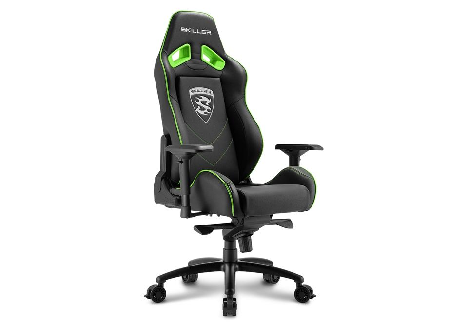 Silla gaming - Sharkoon Skiller SGS3, Verde y negro
