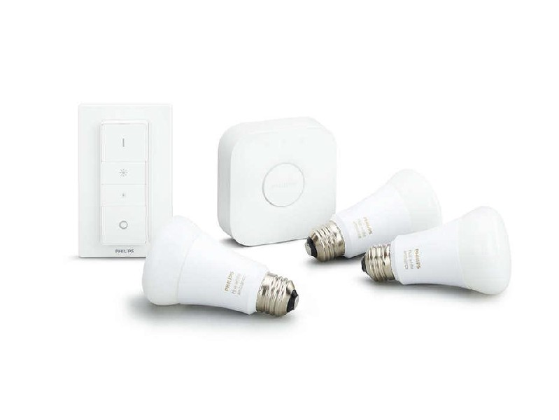 Luces - Kit 3 bombillas LED inteligentes E27, Puente y mando Philips Hue, Luz de cálida a fría