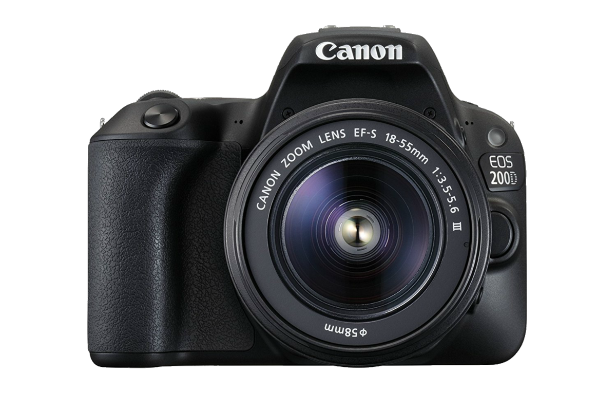 Cámara réflex - Canon EOS 200D, Sensor CMOS, 24.2 MP, Full HD, 9 puntos AF, 5 fps, Wi-Fi +