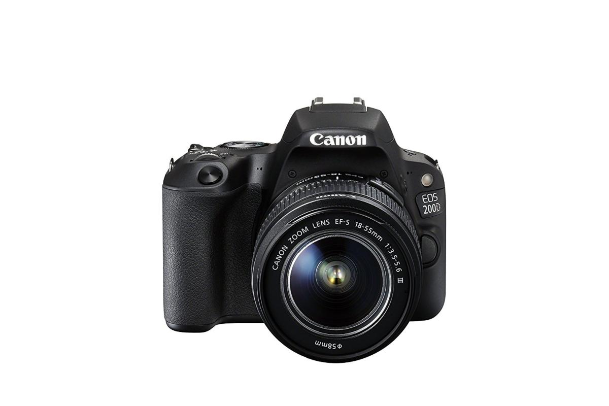Cámara réflex - Canon EOS 200D, Sensor CMOS, 24.2 MP, Full HD, 9 puntos AF, 5 fps, Wi-Fi +