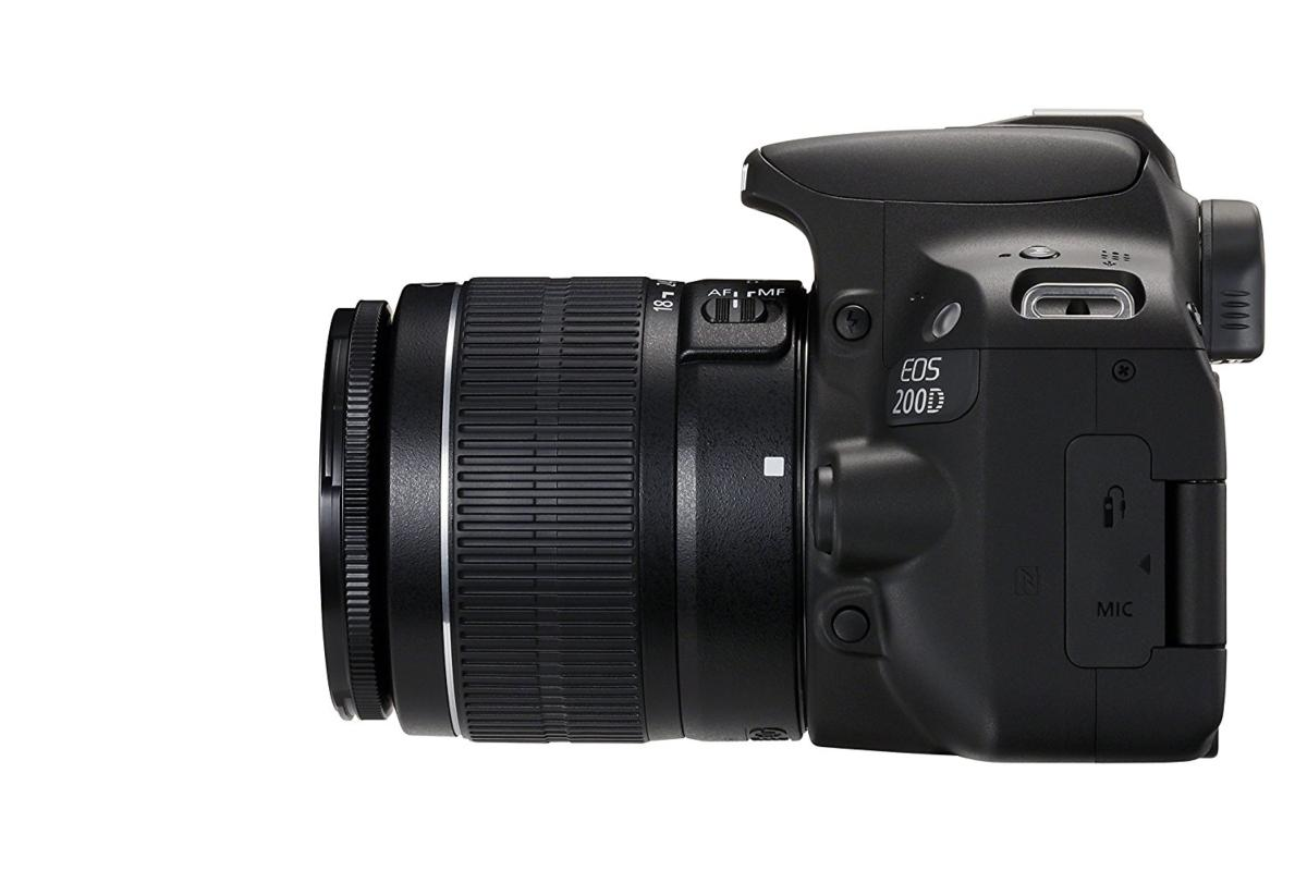 Cámara réflex - Canon EOS 200D, Sensor CMOS, 24.2 MP, Full HD, 9 puntos AF, 5 fps, Wi-Fi +
