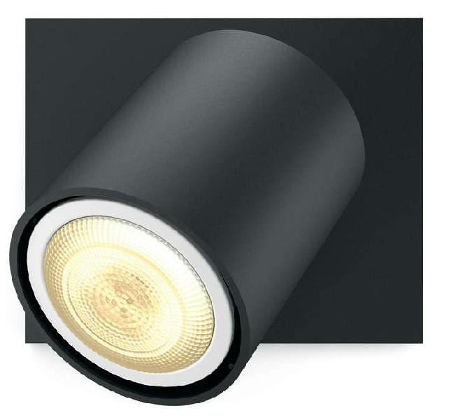 Foco LED - Philips Hue Runner, LED Negro inteligente, Luz blanca de cálida a fría, Domótica