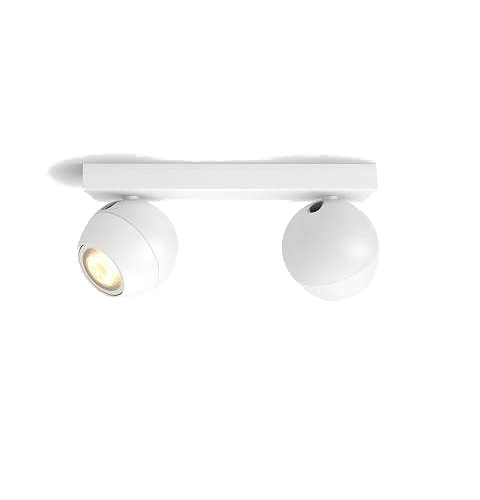 Foco - Philips Hue Buckram, Doble, Inteligente, LED blanco, Con mando, Luz blanca de cálida a fría