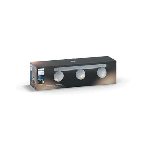 Foco - Philips Hue Buckram, Triple, Inteligente, LED blanco, Con mando, Luz blanca de cálida a fría