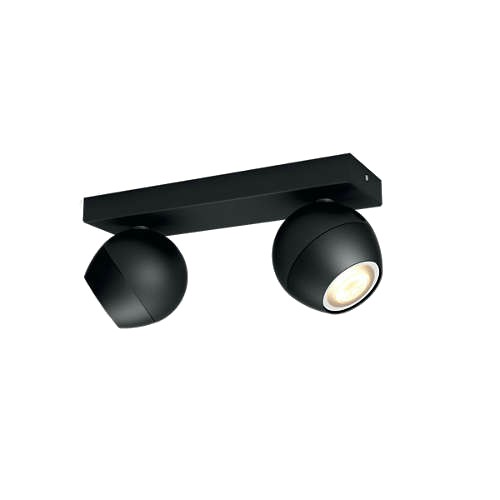 Foco - Philips Hue Buckram, Doble, Inteligente, LED negro, Con mando, Luz blanca cálida a fría