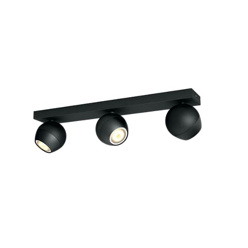 Foco - Philips Hue Ambiance, Triple inteligente, LED negro, Con mando, Luz blanca de cálida a fría