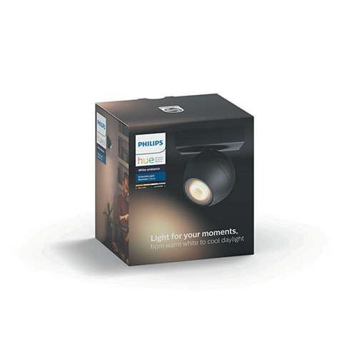 Foco - Philips Hue Buckram, LED inteligente, Negro, Luz blanca de cálida a fría, Domótica