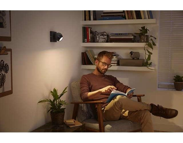 Foco - Philips Hue Buckram, LED inteligente, Negro, Luz blanca de cálida a fría, Domótica