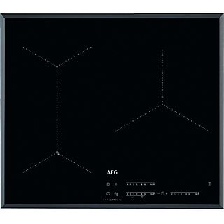 Placa inducción - AEG IAE63431FB, 3 zonas, Zona grande 28 cm, Biselada, 60 cm, Negro