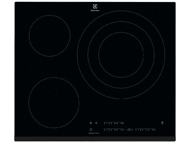 Encimera - Electrolux LIT60346, Eléctrica, Inducción, 3 zonas, 60 cm, Biselada, Negro