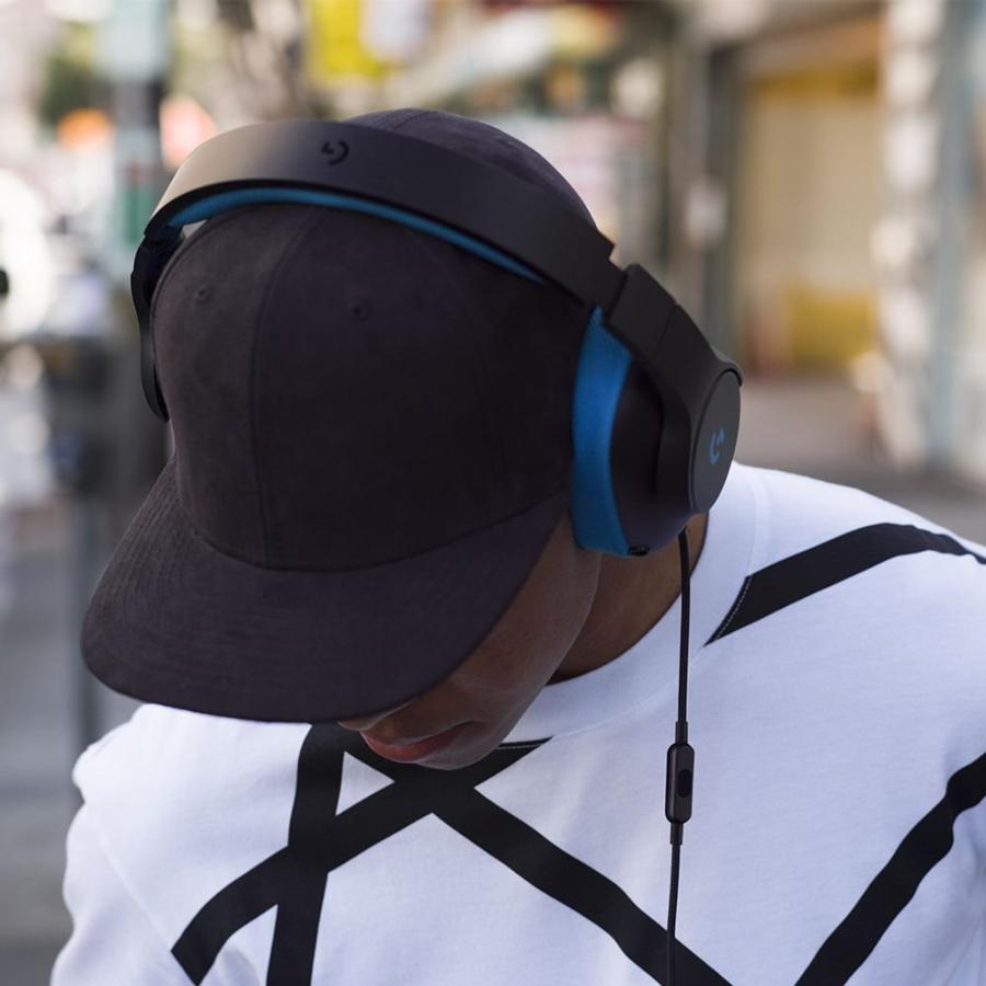 Auriculares gaming - Logitech G233, Diadema, Con Cable, Micrófono, Negro y azul