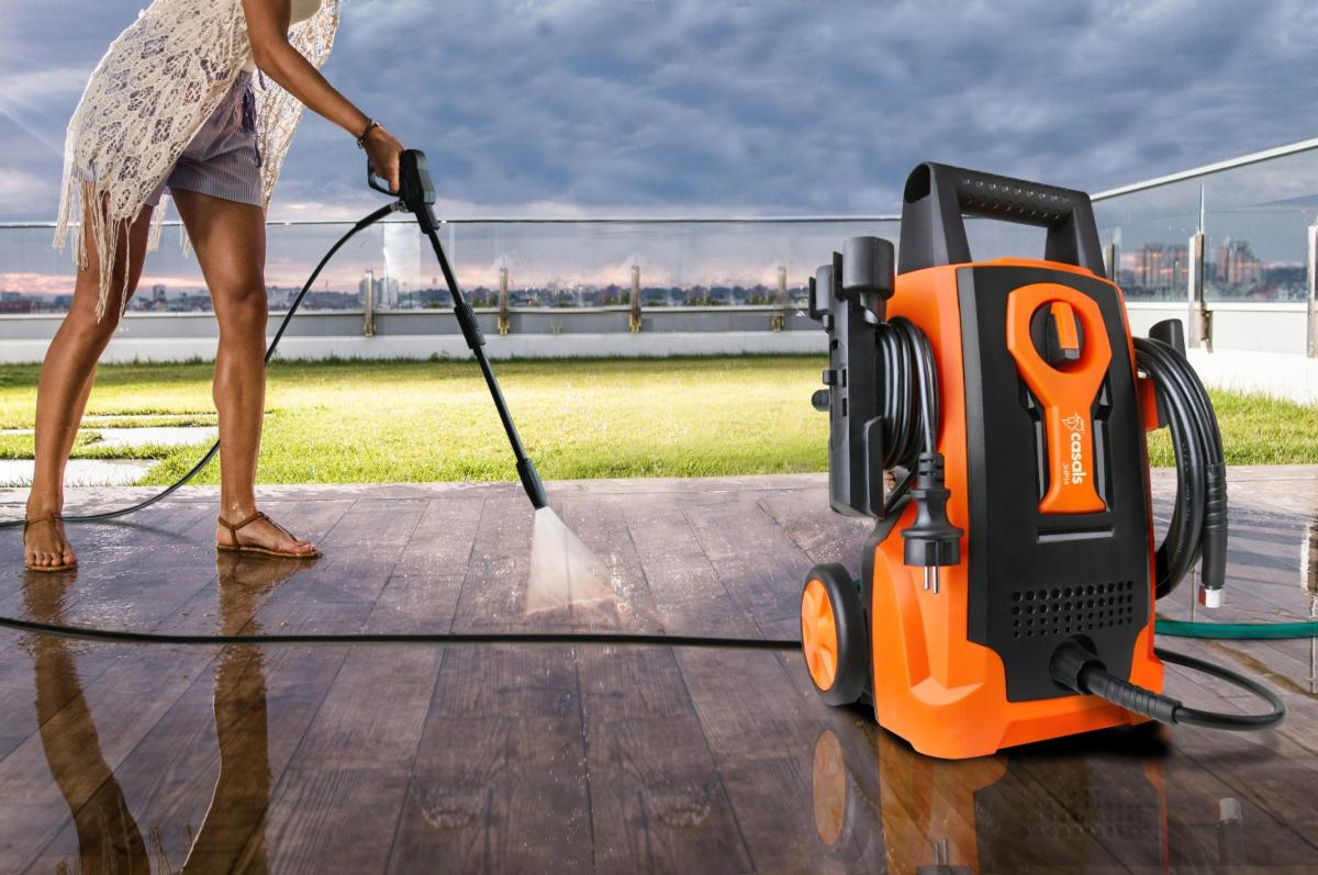 Hidrolimpiadora - Casals JHP14, 1400 W, 105 bares, Caudal 6.8 L/min, Negro y naranja