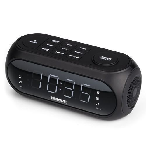 Daewoo Radio Despertador bluetooth dcr460 negro reloj digital fm pantalla led alarma dual usb