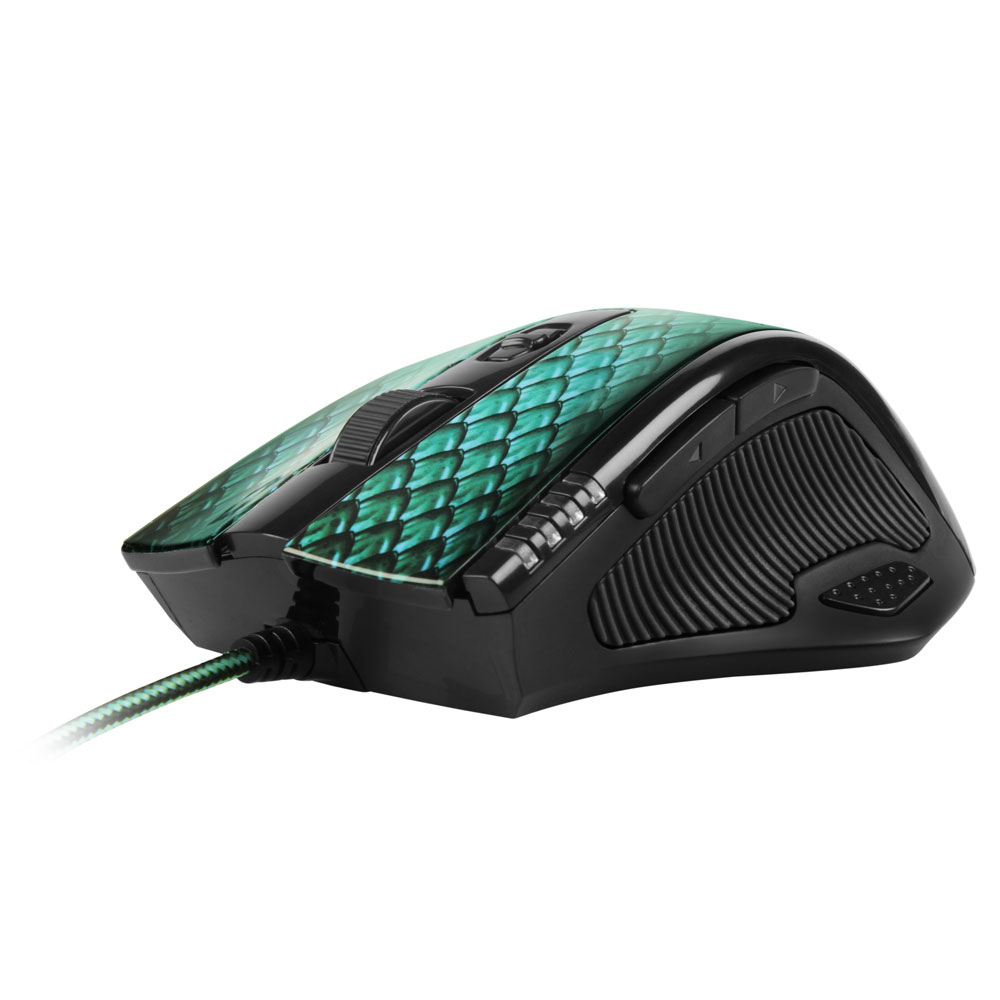 Ratón gaming - Sharkoon Drakonia, 5000 DPI, Óptico, 11 botones, 5 perfiles, Negro