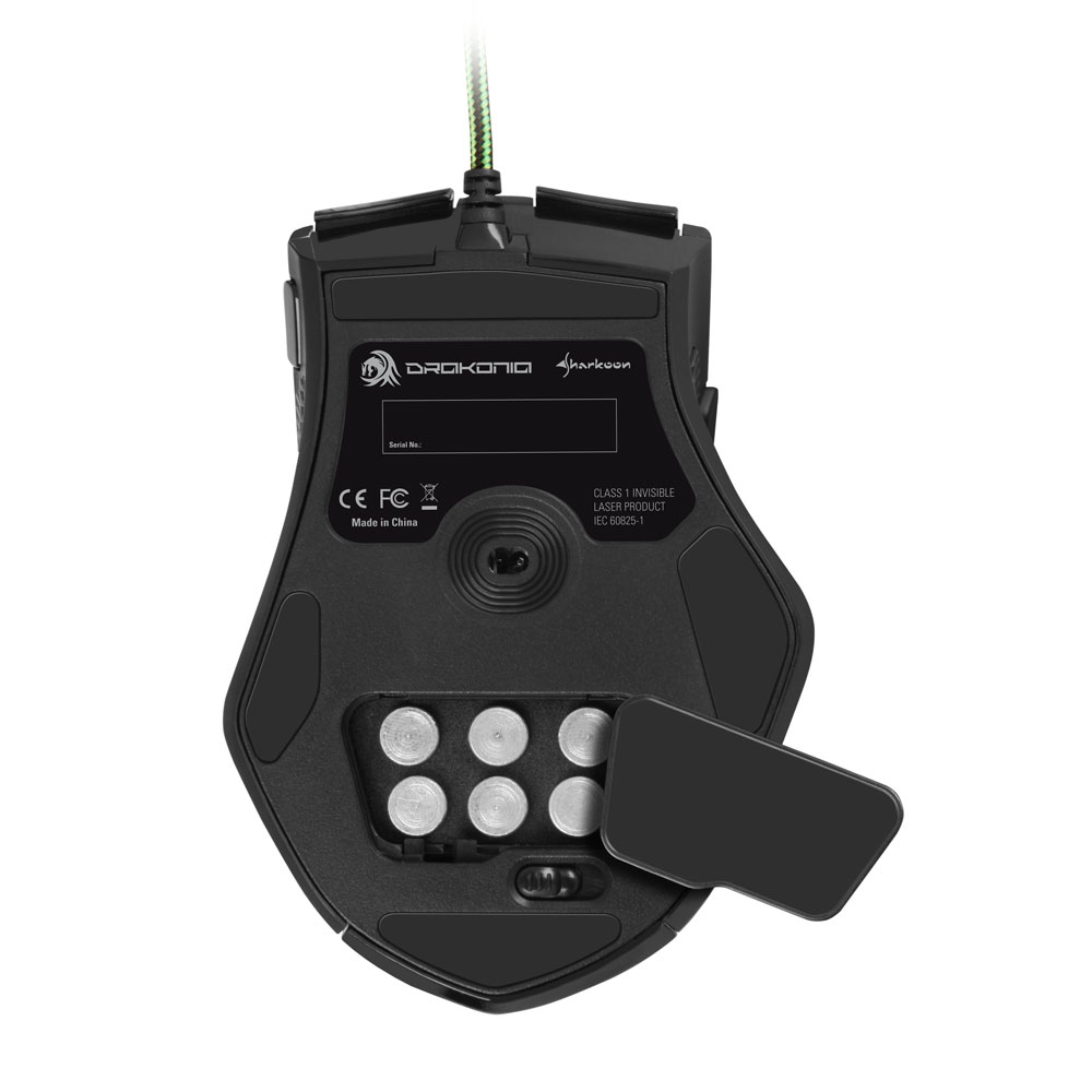 Ratón gaming - Sharkoon Drakonia, 5000 DPI, Óptico, 11 botones, 5 perfiles, Negro