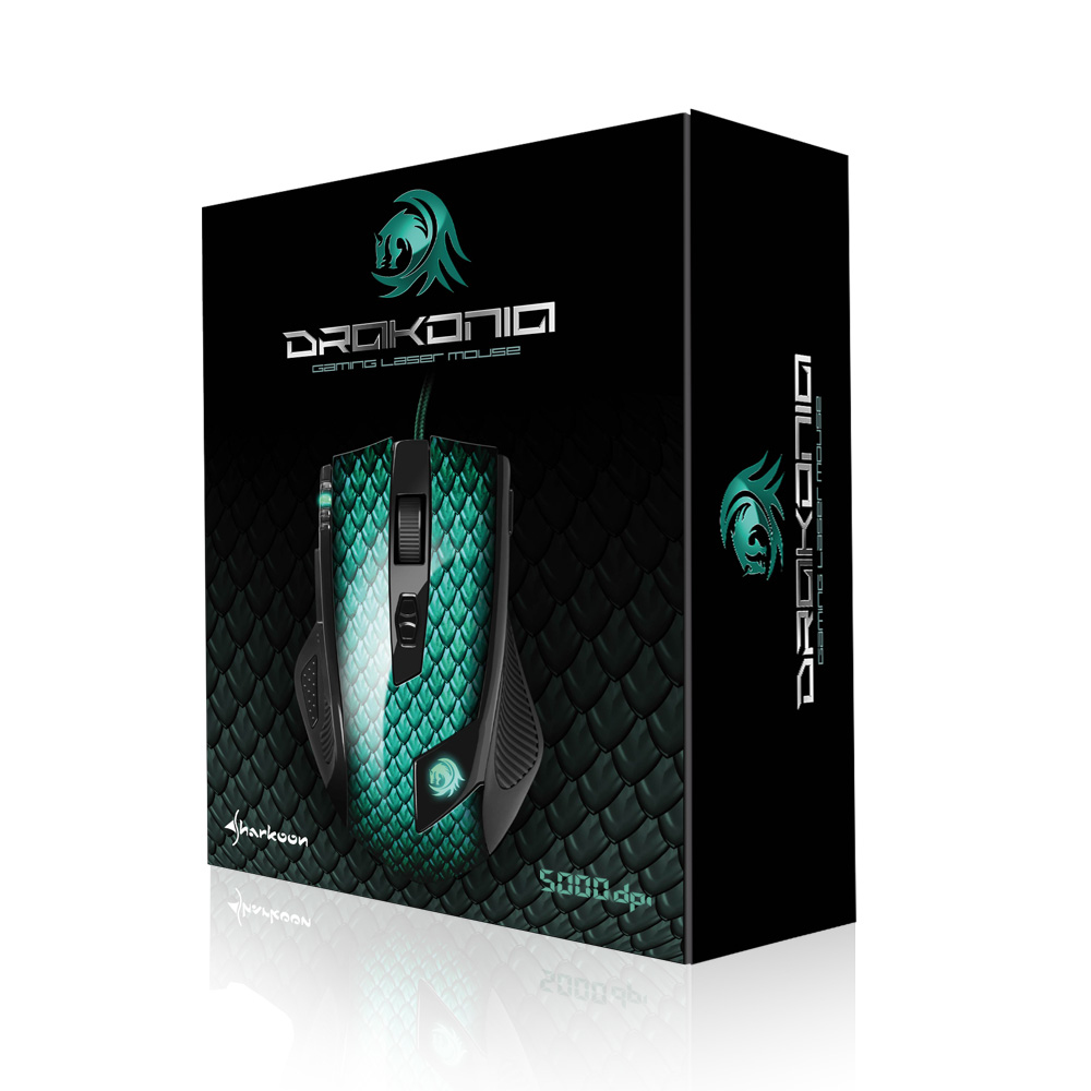 Ratón gaming - Sharkoon Drakonia, 5000 DPI, Óptico, 11 botones, 5 perfiles, Negro