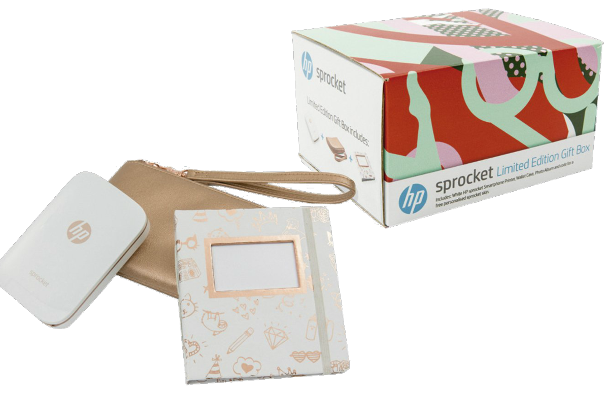 Pack Impresora - HP Sprocket, con tecnología Bluetooth. Blanca + Funda de transporte + álbum