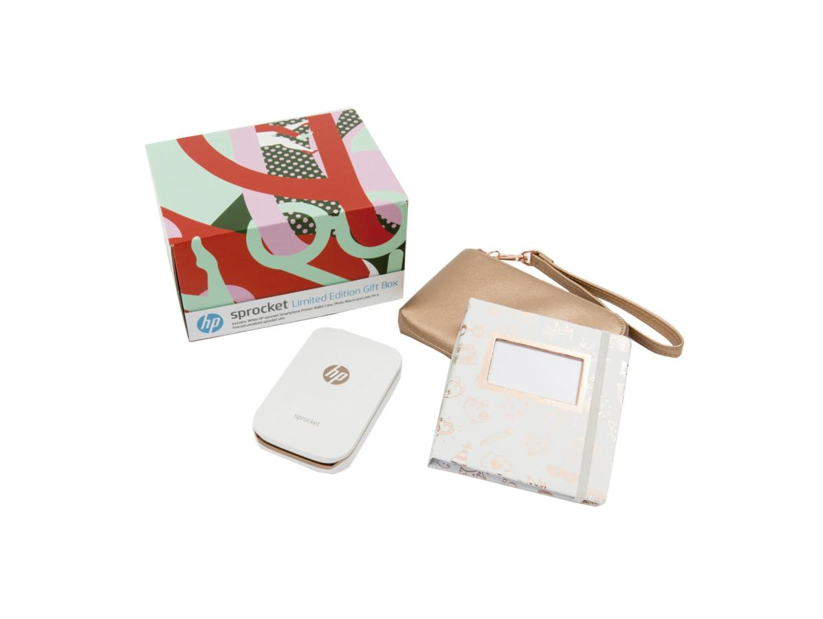 Pack Impresora - HP Sprocket, con tecnología Bluetooth. Blanca + Funda de transporte + álbum