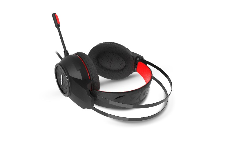 Auriculares gaming - Ozone Ekho H30, Binaural Diadema, Micrófono, Negro y rojo