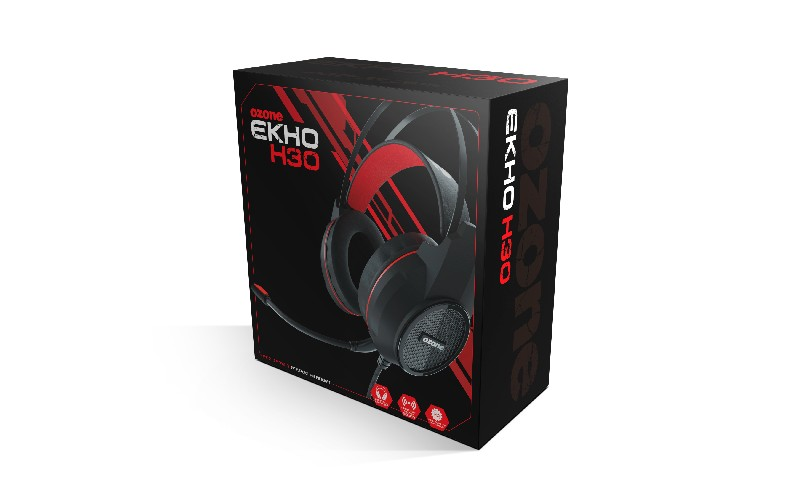 Auriculares gaming - Ozone Ekho H30, Binaural Diadema, Micrófono, Negro y rojo