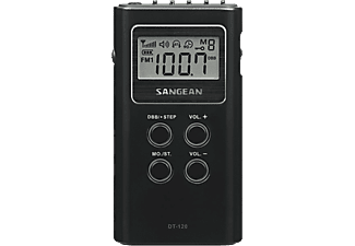 Radio portátil - Sangean DT-120, AM/FM, Pantalla LCD, Negro