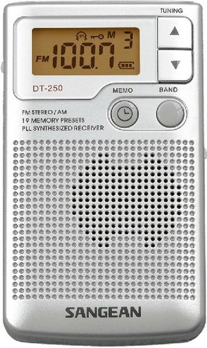 Sangean Dt250 Radio plateado negro 250 transistor digital bolsillo con altavoz incorporado sintonizador pll am fm memoria auriculares dynamic bass boost pantalla lcd