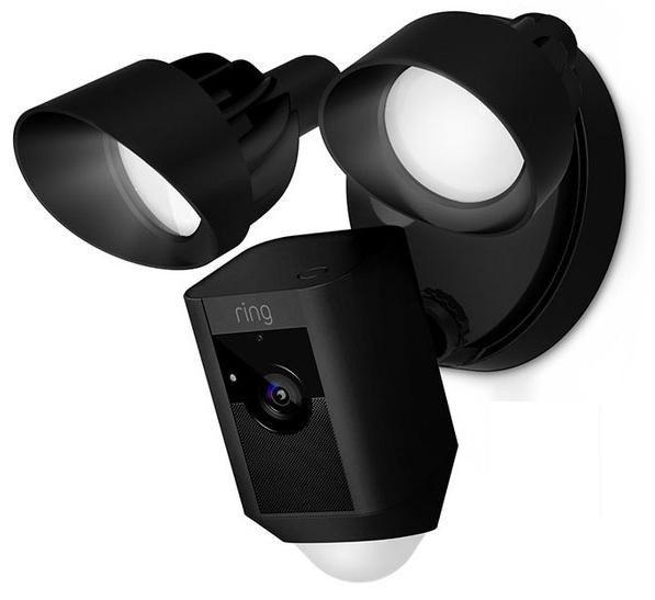 Cámara de seguridad IP - Ring Floodlight Cam, Con focos, Exterior, Negro, domótica