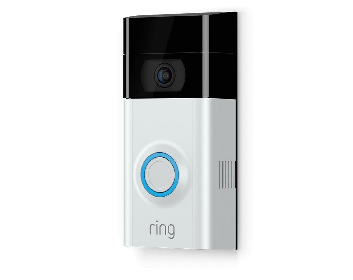 Timbre inalámbrico - Ring Doorbell 2, Videoportero, 1080 HD, Wifi, Negro, Gris