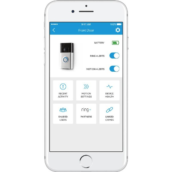 Videoportero - Ring Video Doorbell, Wifi, HD, Detención de movimiento, Plata
