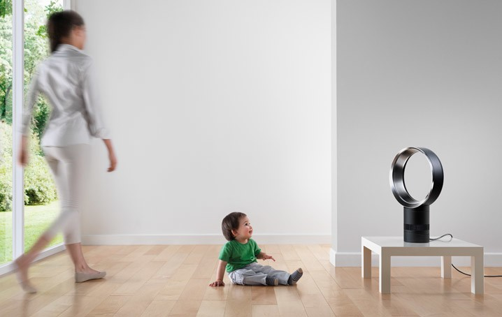 Ventilador sin aspas de sobremesa - Dyson AM06 Blanco/Plata, Tecnología Air Multiplier, Control